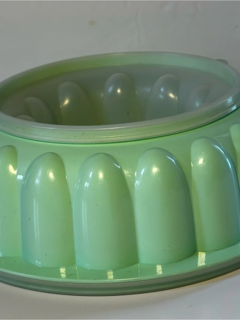 Vintage Green Molded Glass Bowl - Mint Green 1970 Preowned